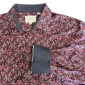 Construct Mens Slim Fit Floral Performance Shirt XL‎ 17-17.5 34/35 Pink Stretch